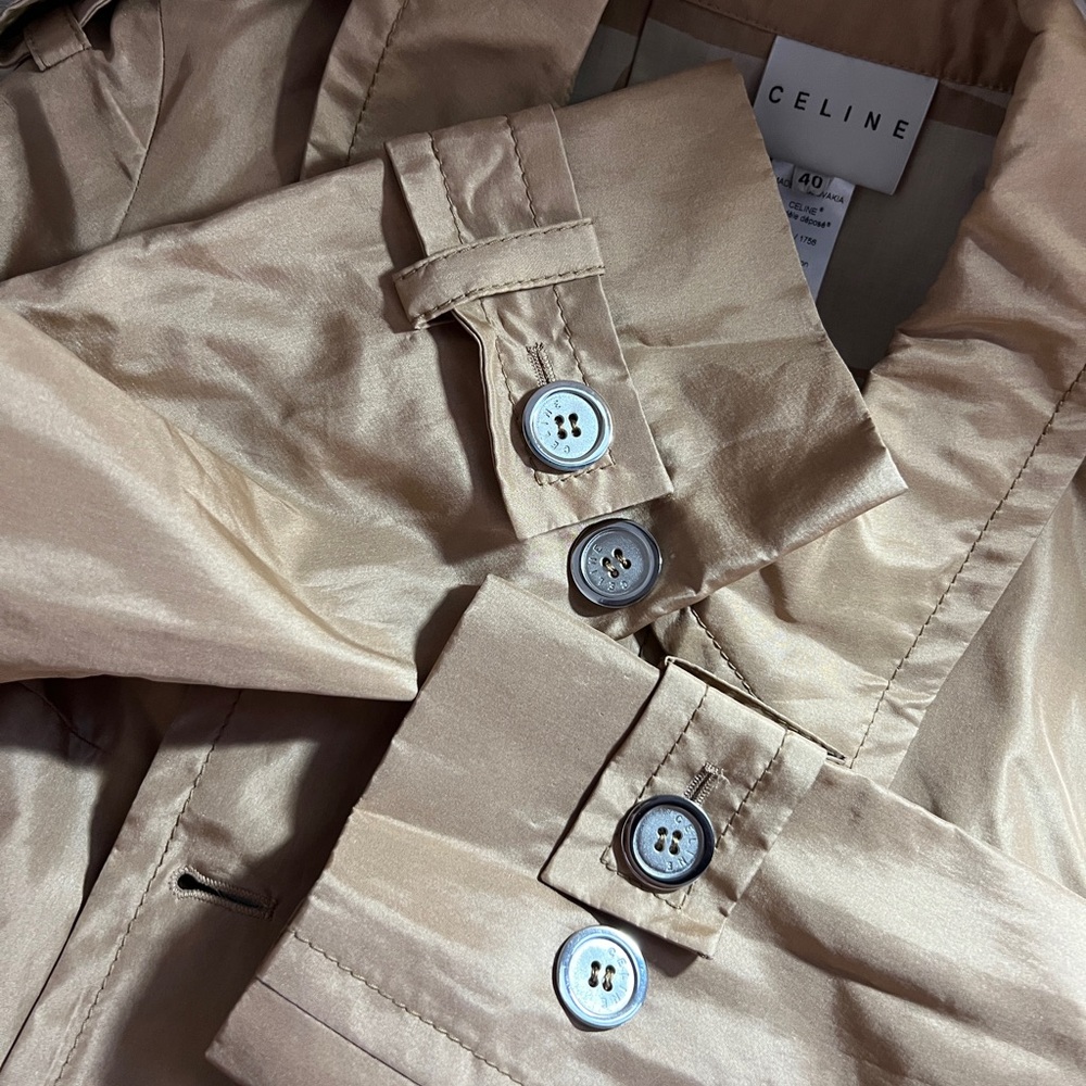 Celine trench coat size 40 light metallic weight trench coat. It’s blended silk. - Picture 3 of 16